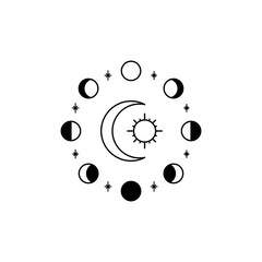 Black Moon phases. Sun and moon tarot design. Shine icon vector illustration.