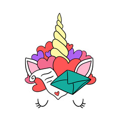 Horn of unicorn for valentines day. Unicorn design.