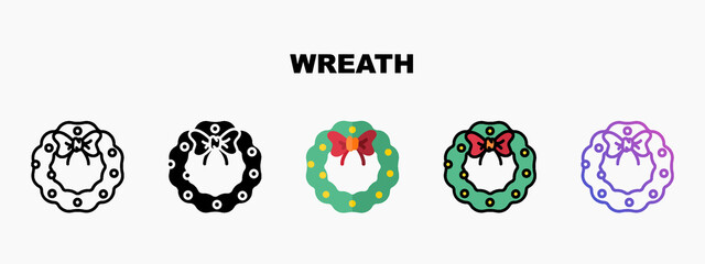 Wreaths Christmas icon designed in outline flat glyph filled line and gradient. Perfect for website mobile app presentation and any other projects. Enjoy this icon for your project.