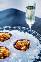 fresh oyster mollusk in ice