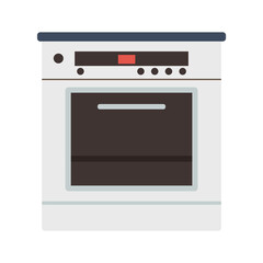 Home oven semi flat color vector object. Electic stove. Realistic item on white. Household appliance for cooking isolated modern cartoon style illustration for graphic design and animation