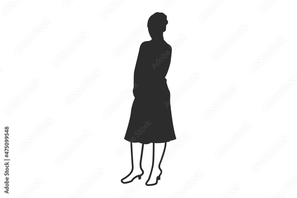 Poster abstract design silhouette icon of a woman isolated on empty background