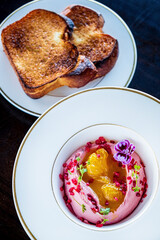 gourmet beetroot hummus with toasts