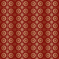 Red gold seamless pattern with regular embellishments..Background like luxury wrapping paper..Design for printing paper as a gold background.