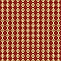 Red gold seamless pattern with regular embellishments..Background like luxury wrapping paper..Design for printing paper as a gold background.