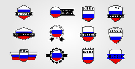 Set of russia flag badge logo vector illustration design. collection made in russia icon