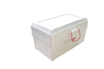 foam box keep cooling for packing food on white background