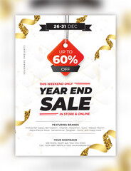 Year-end promotional sales flyer template with lighting background
