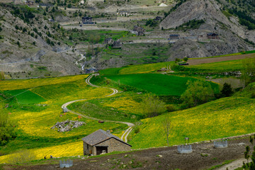 principallity of andorra spring landscapes and villages views - obrazy, fototapety, plakaty