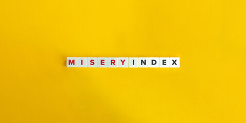Misery Index Banner. Block letters on bright orange background. Minimal aesthetics.