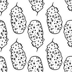 A bird's feather pattern with a pattern of circles and dots. seamless pattern of a rounded bird's feather with a pattern of dots of different sizes, drawn in sketch style, isolated black outline on wh