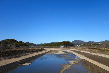 冬の篠山川　川代ダム付近上流方向