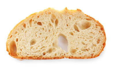 Slice of sodawater bread isolated on white, top view