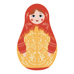 Russian doll Matryoshka or Babushka. Traditional Russian doll.