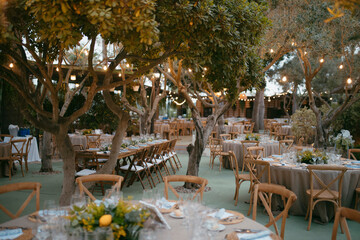 General view of the banquet where a wedding is held