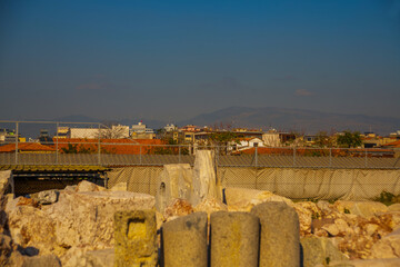 IZMIR, TURKEY: Ancient ruins of the Agora, archaeological excavations in Izmir.
