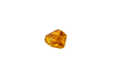 Macro yellow diamond mineral stone on white background