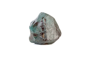 macro mineral stone alexandrite bluish - green with fluorescent light on a white background
