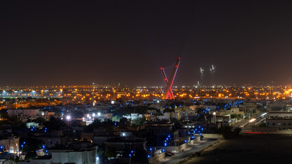 Fototapeta na wymiar doha city bird view during night , onaiza residential area.