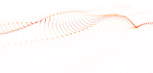 Wave of points and lines. Abstract background with dynamic wave. Dots in space. 3d rendering.