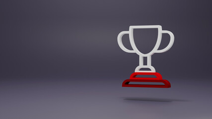 Award cup minimal icon Symbol in 3D rendering isolated on dark gray background.