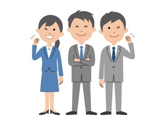 Fototapeta premium ガッツポーズのビジネスパーソン 3人