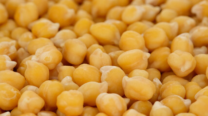 Boiled chickpeas close up. Process cooking snack with chickpeas