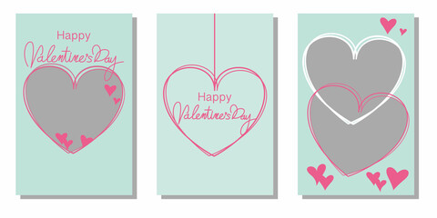  Set of Valentine's day decoration photo frames. Valentine promotion, banner, event vector template collection. Vector illustration.