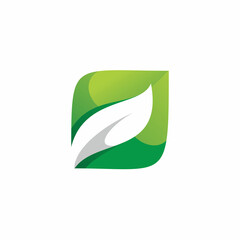 modern square leaf logo design