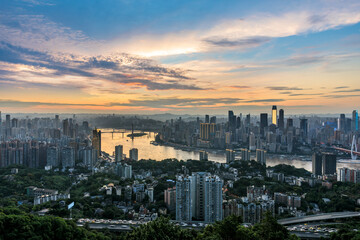 Panoramic skyline and modern commercial buildings in Chongqing