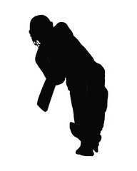Cricket batsman silhouette vector icon. Sport vector.