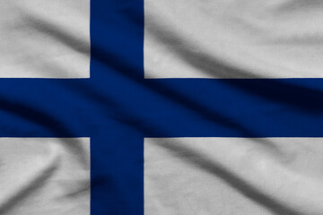 Flag of Finland on wavy fabric.