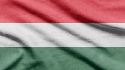 Flag of Hungary on wavy fabric.