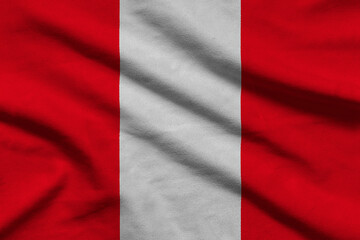 Flag of Peru on wavy fabric.
