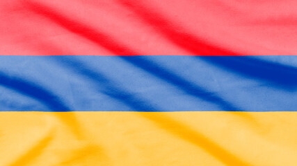 Flag of Armenia on wavy fabric.