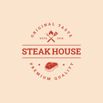 Steak house logo with hand drawn elements.