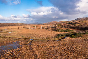 Aerial view of the Owencarrow Railway Viaduct by Creeslough in County Donegal - Ireland