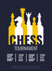 Vector illustration about chess tournament, match, game. Use as advertising, invitation, banner, poster. 
