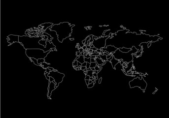 Outline of Political world map. Linear design. Vector illustration.
