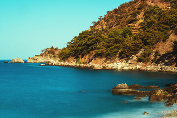 Long Exposure shot of Kabak Bay in Mugla Turkey