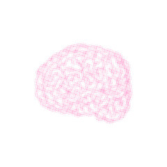 Brain halftone dots. Brains Pointillism llustration isolated.