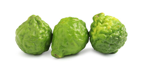 Fresh ripe bergamot fruits on white background