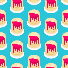 Pancakes pattern seamless. Stack of pancakes background. Food vector texture