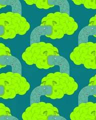 Plexiglas foto achterwand Dizziness pattern seamless. Brains retching cartoon background. Brain vomit © maryvalery