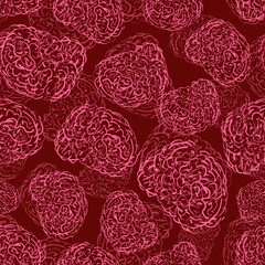 Brain hand drawing pattern seamless. Brains Engraving background