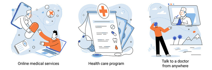 Mobile medicine, mhealth, online doctor. online medical services, health care program, talk to doctor from anywhere. Smartphone with medical application. Digital health and medical consultation