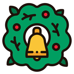 christmas wreath filled outline icon