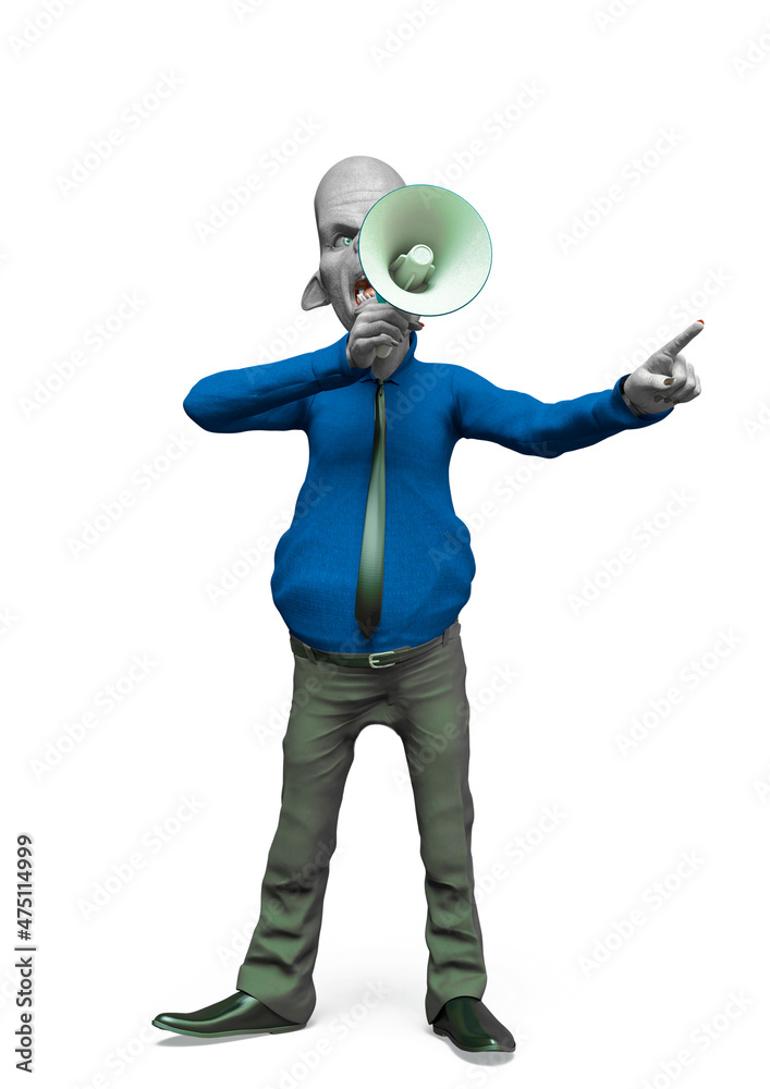 Canvas Prints my boss is a funny monster character is holding a bullhorn and giving a talk