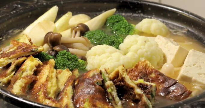 Dinner is a hot Japanese omelette hot pot