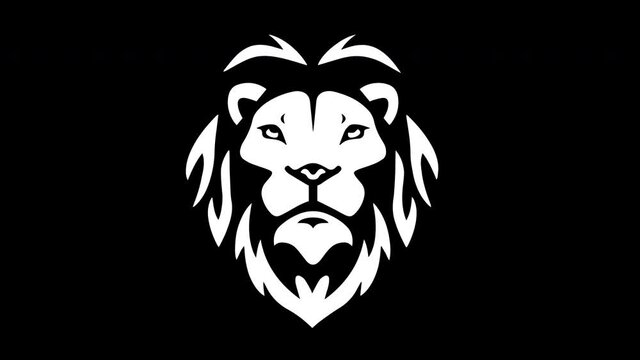 Lion growl animation logo on black background with alpha chanel